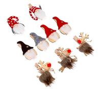 ULDIGI 9 Pcs Christmas Photo Clips Festive Red Green Crafted Wooden Message Holders for Holiday Decor Lightweight Forest Elf and Reindeer Design DIY Ornaments for Home and Office