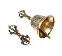 ULDIGI 9cm Tibetan Buddhist Bell Hand Bell Large Copper for Meditation and Temple Decor Handcrafted Retro Design for Spiritual Practices