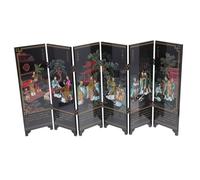 ULDIGI Antique Screen Mini Folding Screen Panel, Chinese Lacquerware 6 Panel Divider Traditional Panel Room Screen Mini Japanese Room Divider Chinese Panel Screen Decor Chinese Art Wooden