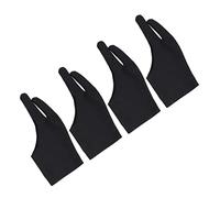 ULDIGI Artist Drawing Glove 4 Pcs Two Finger Spandex Sketch Gloves for Graphics Tablet Digital Drawing Anti-Sweat Anti-Fouling Screen Protector Size L Black for Men and Women