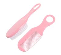ULDIGI Baby Hair Brush and Comb Kit for Newborn Infant, Soft Pink Plastic Material, Massage Feature, Gentle on Baby's Head, for Baby Hygiene and Daily Care