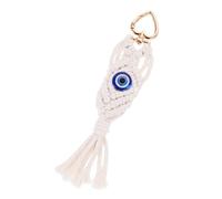 ULDIGI Bohemian Macrame Keychain with Evil Eye Tassel Unique Western Key Ring Pendant Stylish Wallet Holder for Women Bags Charm Accessory