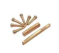 ULDIGI Brass Acoustic Guitar Bridge Parts Replacement Set Premium Brass Saddle with Nut for Enhanced Tone Polished Smooth Surface Flat Bottom Design for Acoustic Guitar Accessories and