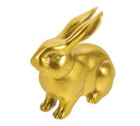 ULDIGI Brass Bunny Figurine Miniature Chinese Zodiac Rabbit Statue for Prosperity Feng Shui Desk Ornament Home Decoration Lucky Rabbit Paperweight with Realistic Detailing and Wealth