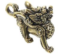 ULDIGI Brass Kylin Keychain Pendant Small Retro Kylin Hanging Decoration Figurine Desktop Ornament Feng Shui Animal Sculpture