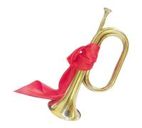 ULDIGI Bugle Trumpet for Beginners Metal Horn Instrument Mouthpiece Suitable for School Band and Military Orchestra Gold Finish Red Sash