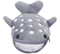 ULDIGI Cartoon Shark Plush Coin Purse for Women with Zipper, Cute Grey Change Wallet, Portable Tiny Pouch for Coins and Cosmetic Storage