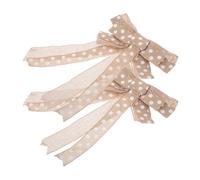 ULDIGI Christmas Burlap Bowknot Ornaments 2Pcs Handmade Creative Wreath Accessories for Home Indoor Outdoor Holiday Decoration