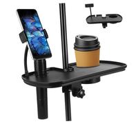 ULDIGI Clamp Microphone Stand Tray with Cup Holder Large Utility Shelf for Phone Water Bottle Accessories Stable Sound Broadcast Rack for Recording Live Streaming Speech and Meetings