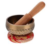ULDIGI Copper Producing Pleasant Resonant Sound Tibetan Singing Bowl Set with Wooden Mallet and Cloth Cushion for Worship Buddhism and Table Use for Relaxed and Calm Meditation