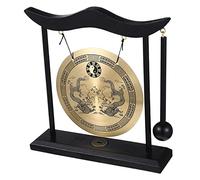 ULDIGI Copper Table Gong with Dragon Pattern and Mallet Vintage Chinese Traditional Office Antique Decoration for Meditation and Study Room Display