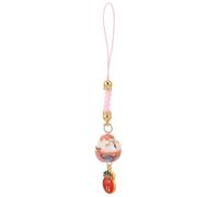 ULDIGI Creative Pink Fortune Cat Pendant Keychain Ceramic Hanging Ornament for Backpack and Keys Symbolizing Prosperity and Abundance with Traditional Chinese Style