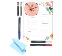 ULDIGI Desk Tabletop Dry Erase Board Acrylic Planning Board Clock Portable Design Easy-to-Read Display Acrylic Material with Clock for Home Office Use