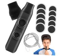 ULDIGI Double Holes Kazoo Musical Instrument in Black with Adjustable Tones, Abs and Silicone Material, Comes with Replacement Lanyard round Membranes for Portable Music
