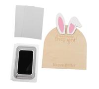 ULDIGI Easter Bunny Footprint and Handprint Kit Wooden Ornament for Baby's First Easter Celebration Nursery Decor Keepsake