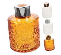 ULDIGI Embossed Glass Perfume Bottles Home Essential Oil Diffuser Set 4pcs Decorative Aroma Containers Reed Diffusers for Bedroom Fragrance Random Color
