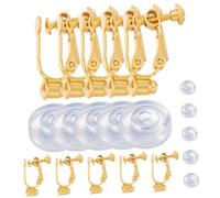 ULDIGI Golden Alloy Non-Pierced Earrings Clip Converter with Comfortable Silicone Pads, Hypoallergenic Ear Clip Base for DIY Earring Making Use by People Without Pierced Holes