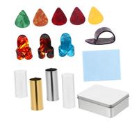 ULDIGI Guitar Slide Set Includes 2 Steel Guitar Slides 4 Thumb Finger Picks 5 Triangle Picks and Accessories in Metal Box Random Color