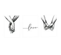 ULDIGI Hand in Hand Wall Painting Canvas Art 3pcs Set 30x40cm Frameless Abstract Sketch Home Wall Picture Decor for Living Room Bedroom