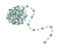 ULDIGI Handmade Turkish Evil Eye Beaded Link Chain with Copper Heart Charm Versatile Jewelry Chain for DIY Bracelet Necklace Stylish Blue Heart Design Enhances Outfits and Crafts