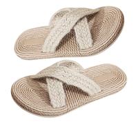ULDIGI Hemp Rope Woven Slippers for Indoor Use Summer Casual Style Non-slip Soles for Home Relaxation and Japanese Inspired Comfort
