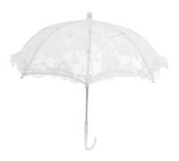 ULDIGI Lace Umbrella Kids Decor Wedding Umbrellas for Rain Kids Umbrellas Lace for Tea Party Embroidery Umbrella Flower Girl Rose White Cloth, Iron Parasol Child