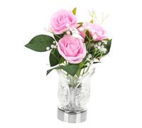 ULDIGI LED Rose Flower Night Lamp in Glass Vase Warm Light Artificial Flower Decor for Bedroom Living Home Party Accent