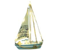 ULDIGI Led Sailing Boat Model Rustic Nautical Style Ornament Wooden Model Ship Boat Decor for Home