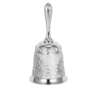 ULDIGI Loud Hand Bell with Handle Silver Metal Peacock Relief Design Clear Ringing Bell for Teachers Seniors Restaurants Classrooms Wedding Celebrations and Pet Training