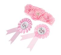 ULDIGI Maternity Sash for Mum Daddy Corsage Pin Pregnancy Flower Belly Belt Mommy Gifts Shower Decor