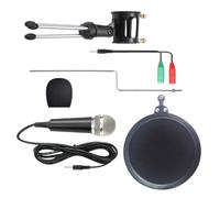 ULDIGI Microphone Holder Audio Cable Condenser Microphone Kit with Tripod Stand and Pop Filter Plastic and Metal Construction Black Uni-directional Polar Pattern for Recording Vocals