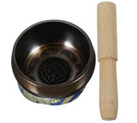 ULDIGI Portable Tibetan Sound Bowl Meditation Set with Copper Buddhist Ode Bowl and Wood Rod for Grounding and Relaxation, for Traveling and Vacation Random Color Random Style