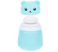 ULDIGI Powder Puff Case Cartoon Bear Design Talcum Powder Box Portable Blue Dusting Puff Container for Travel and Daily Use