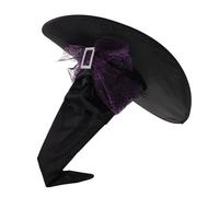 ULDIGI Purple Ruched Halloween Witch Hat with Spider Web Veil Lightweight Gothic Wizard Cap for Women Celestial Pattern Costume Accessory for Parties and Cosplay Reusable and Comfortable