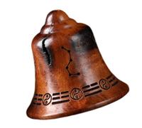 ULDIGI Rustic Wooden Bell Pendant Handmade From with Intricate Leaf Carving Calming Wind Chime Sound Decorative Porch Wall Art Bell for Front Door Garden and Home Craft Use