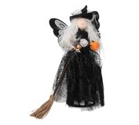 ULDIGI Scary Witch Halloween Decorations Bulk Pom Poms Black Silk Witch Doll Tree Topper for Halloween