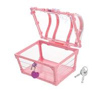 ULDIGI Small Pink Treasure Chest Toy Box for Boys and Girls with Lock, Plastic Material, Fine Workmanship, Reusable Storage for Jewelry and Toys at Home Or as Treasure Box Filler