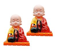 ULDIGI Solar Shaking Head Monk Figurine Car Dashboard Decoration Buddha Monk Statue 2pcs Solar Powered Nodding Head Car Interior Decor Gifts for Office and Vehicle