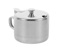 ULDIGI Stainless Steel Spice Jar round Condiment Container with Lid and Spoon Silver Sturdy Kitchen Seasoning Box to Keep Food Fresh and Easy to Scoop out Spices