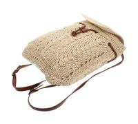 ULDIGI Straw Woven Backpack with Drawstring Design, Fashion Woman Shoulder Bag for Beach Use, Beige Summer Shoulder and Backpack Combination Bag