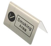 ULDIGI Sturdy Table Sign Smoking Area Sign Board Tent-shaped Premium Stainless Steel Beige Not Easy to Rust Informing Public Places Where Smoking Is Allowed Indoor