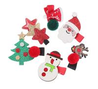 ULDIGI Toddler Girls Christmas Hairpin 6 Pack Bow Hair Clip Glitter Hairpin Xmas Hair Decorations for Kids