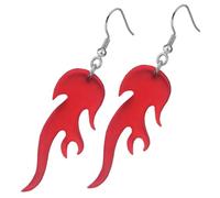 ULDIGI Transparent Red Flame Earrings for Women Lightweight Acrylic Dangle Drop Jewelry Punk Gothic Style for Halloween Birthday Christmas Party