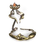 ULDIGI Vintage Brass Lotus Leaf Incense Holder with Frog Figurine, Backflow Incense Cone Burner for Tea Ceremony and Home Fragrance Decoration