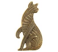 ULDIGI Vintage Cat Lapel Brooch Abstract Animal Pin in Alloy Gold Finish for Women Jackets Coats and Party Accessories