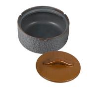 ULDIGI Vintage Ceramic Ashtray with Lid Portable and Easy to Clean Retro Style for Desktop and Living Room Use