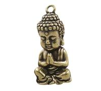 ULDIGI Vintage Copper Buddha Keychain Pendant with Auspicious Luck Charm DIY Copper Pendant for Jewelry Making Retro Glossy Keyring Decoration for Wealth and Festival Use