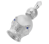 ULDIGI Vintage Glass Perfume Dropper Bottle Refillable for Essential Oils Lotion Toner Antique Scent Storage with Elegant Silver Design for Bathroom and Dressing Table Display
