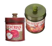 ULDIGI Vintage Tea Caddy 2pcs Iron Canister Set with Lids, Versatile Storage Container and Retro Flower Bucket for Office and Hotel, Artistic and Delicate Shabby Chic Planters