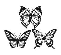 ULDIGI Wall Hanging Decoration Set 3pcs Black Iron Butterfly Shaped Rustic Elegant and Delicate Metal Butterfly Pendant Art Indoor Wall Decor for Home